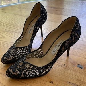 Jimmy Choo black lace stilettos